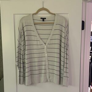 Eileen Fisher White and Gray Knit Top / Cardigan